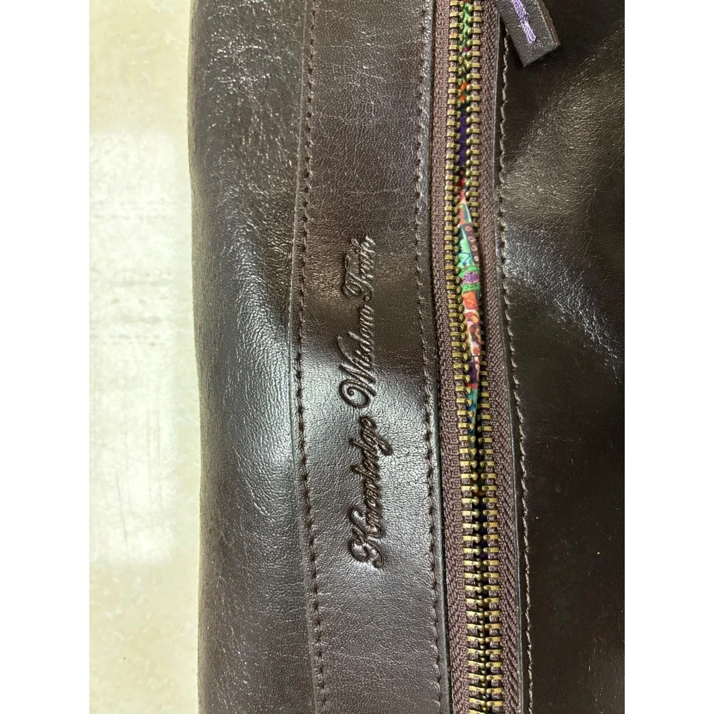 Robert Graham Brown Leather Messenger Bag Crossbody Mosaic Lining Mens LaptopBag